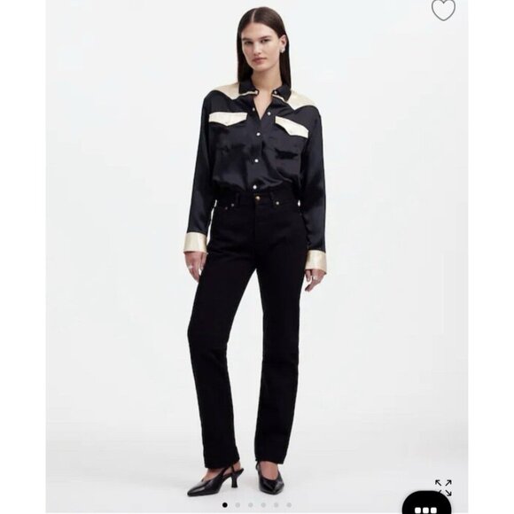 Madewell X Alexa Chung $168 High-Rise Straight Jean Outridge Wash Size 28 NT111 - Picture 2 of 15